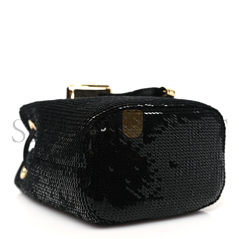 PRADA BLACK SEQUINED SATIN MINI 1NR016 (12*9*6cm)